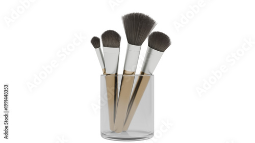 Set of Makeup Brushes in Glass Holder