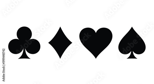 Four playing card suits arranged in a horizontal line