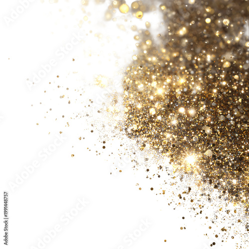 Vibrant Glittering Confetti with Shining Stardust Golden Glow