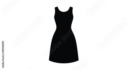 A simple black silhouette of a sleeveless fitted summer dress