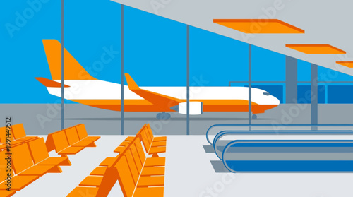 Airplane on the tarmac at airport.