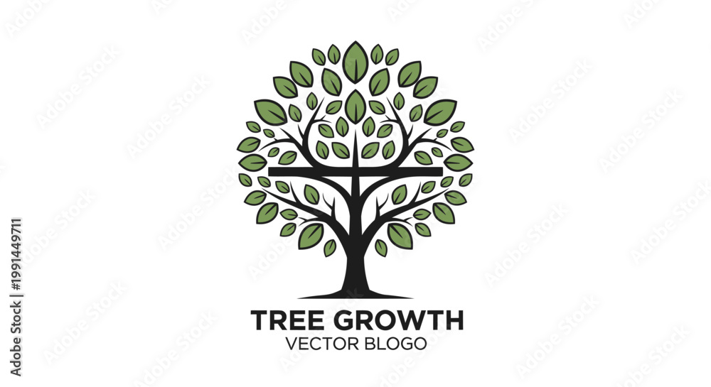 Obraz premium Tree Growth Vector Logo Illustration.