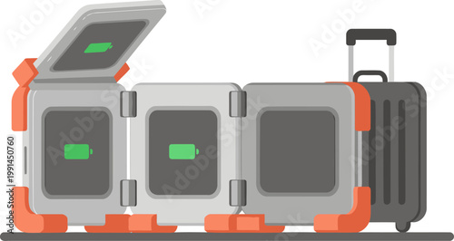 A sleek, foldable travel charging pad rests beside a suitcase, ready for charging devices on the go. Modern design, vibrant colors, and a practical travel accessory.