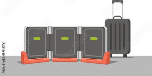 A sleek, foldable travel charging pad sits beside a black suitcase, ready for charging on the go. Modern, minimalist design for travel essentials.