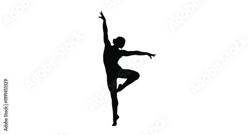 A silhouette of a dancer gracefully poised in a dynamic artistic pose