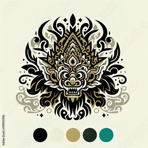 Luxury Minimalist Osing Barong Gajah Oling Vector