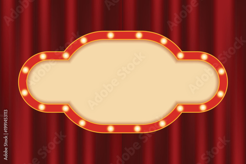 retro-themed display box. Billboard poster name box with light frame