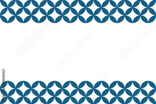 Blue shippou pattern framing the top and bottom in traditional Japanese style