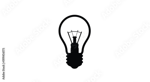 A simple black silhouette of a classic edison light bulb design silhouette