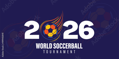 2026 world soccerball tournament colorful logo on dark blue background