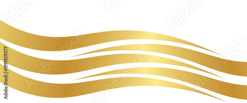 Golden swooshes wave element with a metallic gradient