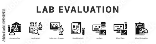 Lab Evaluation Modern and clean web banner illustration featuring thematic icons for visual communication