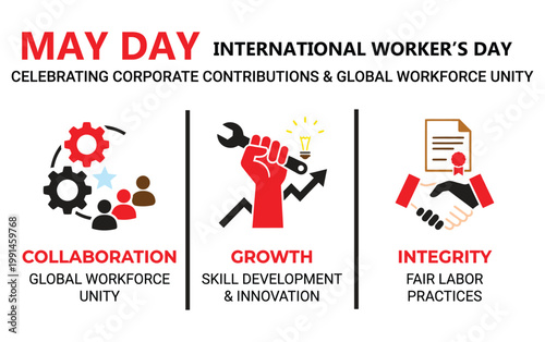 International workers' day: celebrating corporate contributions and global workforce unity Vector, illustration