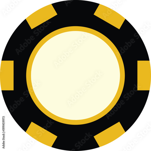 Black and gold poker chip with a blank center a versatile vector illustration for casino games gambling concepts and betting themes