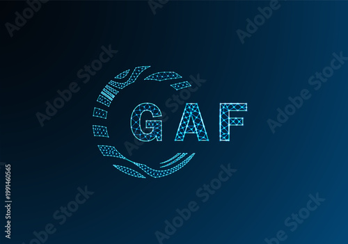 GAF low poly letter logo vector design. GAF lower poly logo design. GAF unique low poly logo design.