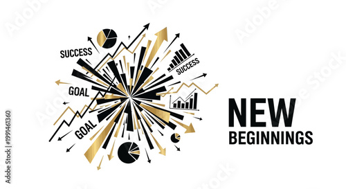 New Beginnings: Abstract Burst of Growth, Success, and Goals