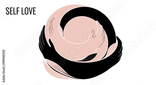 Self Love Embrace: Hands Hugging in Circle, Symbolizing Care and Connection