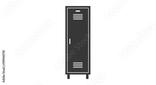 Black metal locker, industrial storage cabinet, steel locker, office furniture