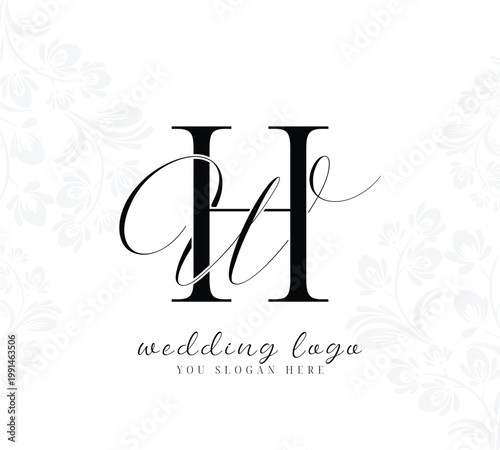 Initial letter WH HW wedding logo design vector