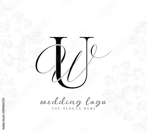Initial letter WU UW wedding logo design vector