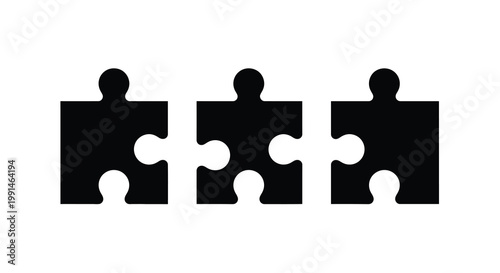 Three interlocking puzzle pieces forming a connected shape silhouette