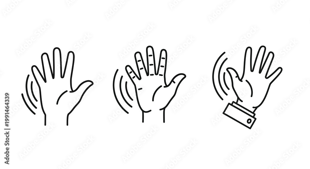 Fototapeta premium Three hands displaying different gestures a striking silhouette