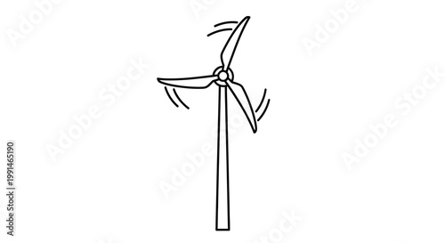 Simple line drawing of a windmill a classic rural scene silhouette