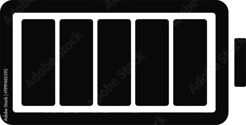 Black battery icon vector illustration isolated on white background simple power level indicator symbol minimal modern design for device energy status