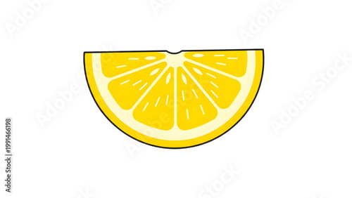 Lemon slice illustration yellow citrus fruit segment