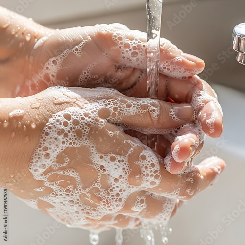 Washing Hands with Soap and Water for Hygiene.