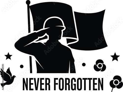 Honoring veterans a silhouette of respect and remembrance