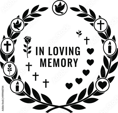 In loving memory wreath a remembrance symbol of loss and grief