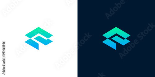 Abstract Geometric Logo Design with Gradient Colors, Modern Corporate Identity Symbol, Clean Minimalist Vector Icon