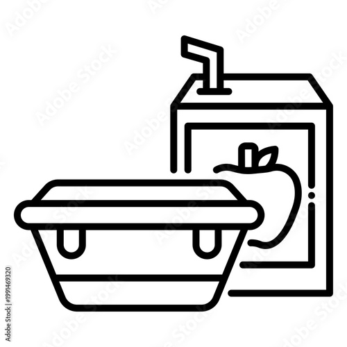 School Lunch Box with Apple Juice Illustration