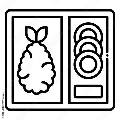 Bento Box with Tempura and Sushi, Vector Illustration