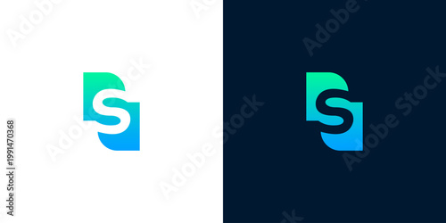 Abstract blue and green gradient letter S logo design, modern and professional brand identity symbol for business