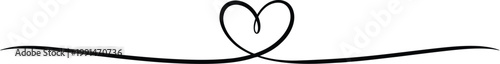 Single black heart shape integrated into a horizontal line on white love symbol