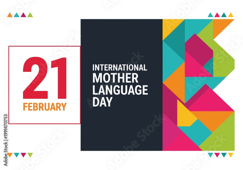 Foto International Mother Language Day Banner for 21 February, Modern Colorful Geomet