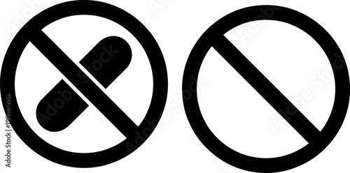 Prohibition symbols indicating no entry or no action with a unique and standard icon.