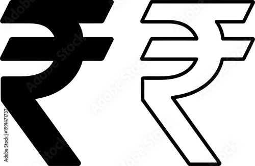 Comparison of filled and outlined rupee symbols