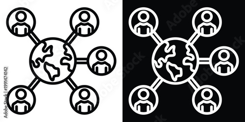  Social Network and Community Icon. Worldwide Connection with People Around, Unity, Connection, Engagement
