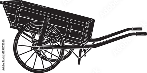 Black wheelbarrow, garden cart, hand truck, wheelbarrow icon