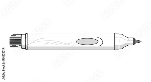 Dual-ended gray artist marker featuring a brush tip and a fine point tip for versatile drawing, coloring, and calligraphy work.