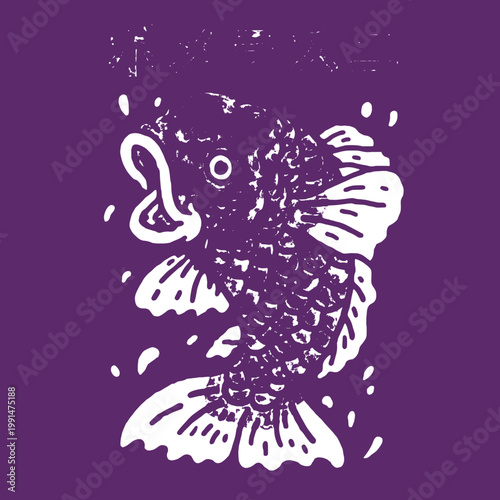 Vintage engraved illustration featuring a comical fish quote for lively t-shirt designs