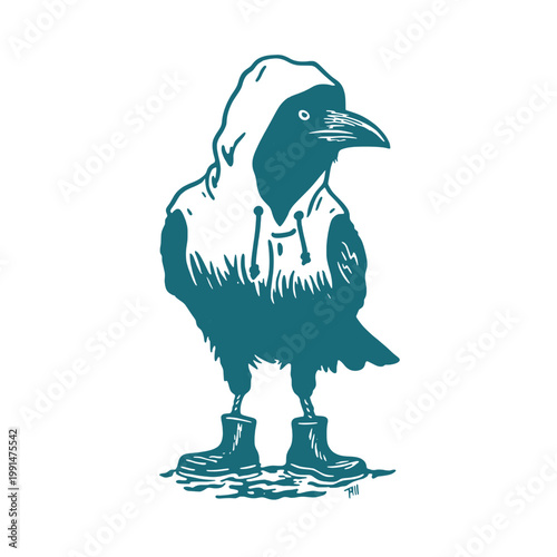 Funny vintage print of a bird in a hoodie, perfect for quirky t-shirt lovers and anyone who enjoys a good laugh