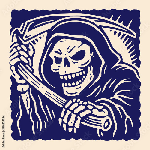 Quirky vintage design featuring a humorous grim reaper quote for creative t-shirt lovers