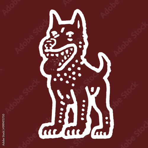 Vintage engraved illustration of a playful dog with a funny quote for a unique retro t-shirt design