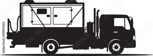 Black truck, service vehicle, utility truck, transportation icon