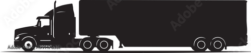 Semi-truck, truck silhouette, vector truck, transportation icon, black truck