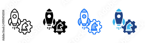 Strategic Deployment icon set multiple style collection